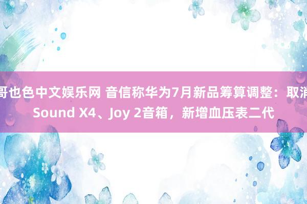 哥也色中文娱乐网 音信称华为7月新品筹算调整：取消Sound X4、Joy 2音箱，新增血压表二代