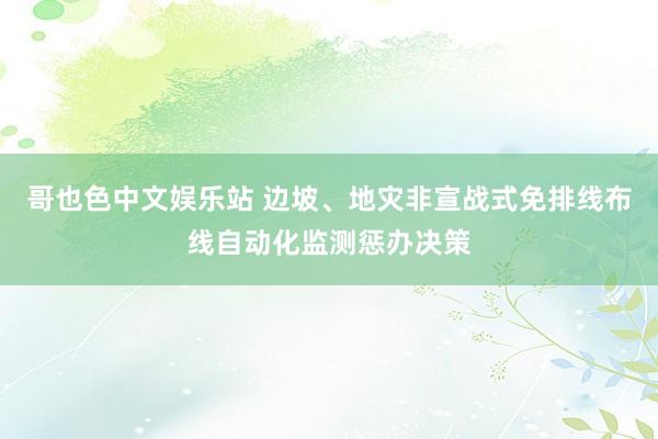 哥也色中文娱乐站 边坡、地灾非宣战式免排线布线自动化监测惩办决策