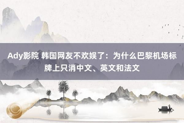 Ady影院 韩国网友不欢娱了：为什么巴黎机场标牌上只消中文、英文和法文