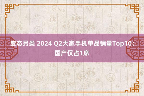 变态另类 2024 Q2大家手机单品销量Top10：国产仅占1席