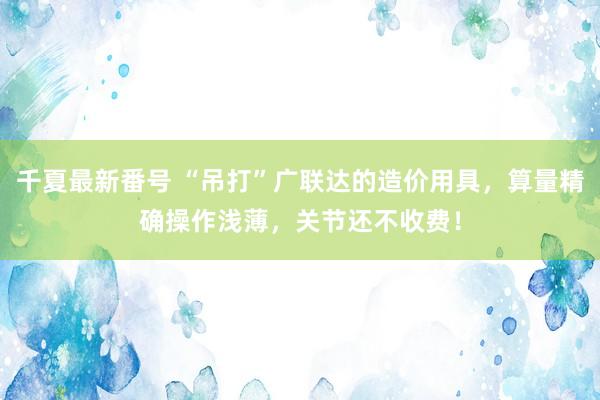 千夏最新番号 “吊打”广联达的造价用具，算量精确操作浅薄，关节还不收费！