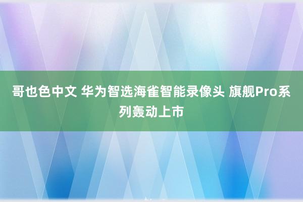 哥也色中文 华为智选海雀智能录像头 旗舰Pro系列轰动上市