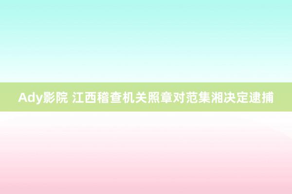 Ady影院 江西稽查机关照章对范集湘决定逮捕