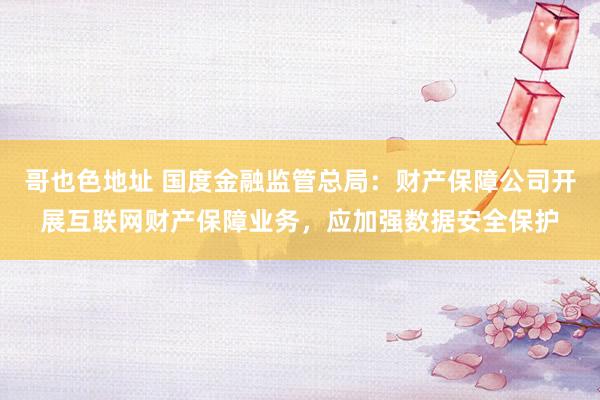 哥也色地址 国度金融监管总局：财产保障公司开展互联网财产保障业务，应加强数据安全保护