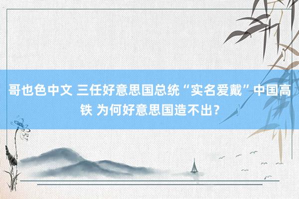 哥也色中文 三任好意思国总统“实名爱戴”中国高铁 为何好意思国造不出？