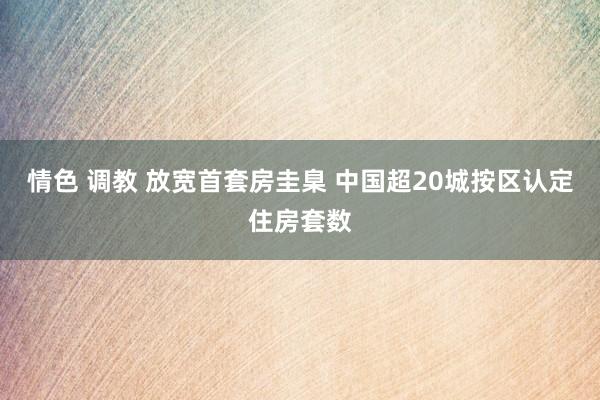 情色 调教 放宽首套房圭臬 中国超20城按区认定住房套数