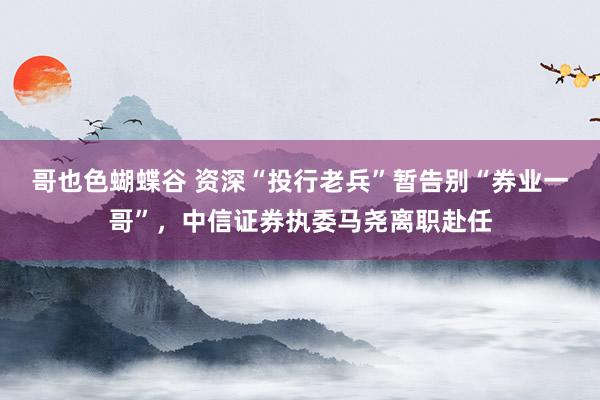 哥也色蝴蝶谷 资深“投行老兵”暂告别“券业一哥”，中信证券执委马尧离职赴任